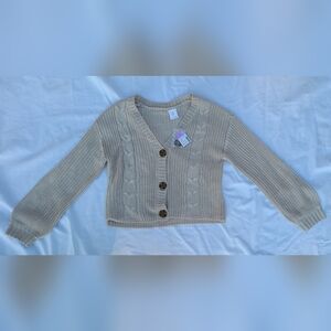 Girls Evsie Beige Button Down Sweater Size Medium